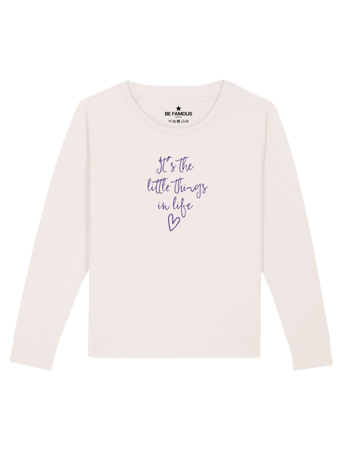 Be Famous Women Relaxed Fit Sweatshirt Littlethings Sweatshirt White (Print: Electric Purple E0015) XXL