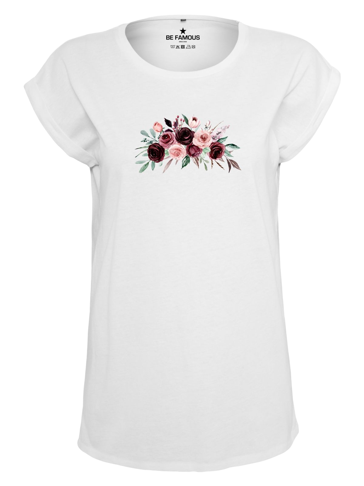 Be Famous Women Rolled T-Shirt flower