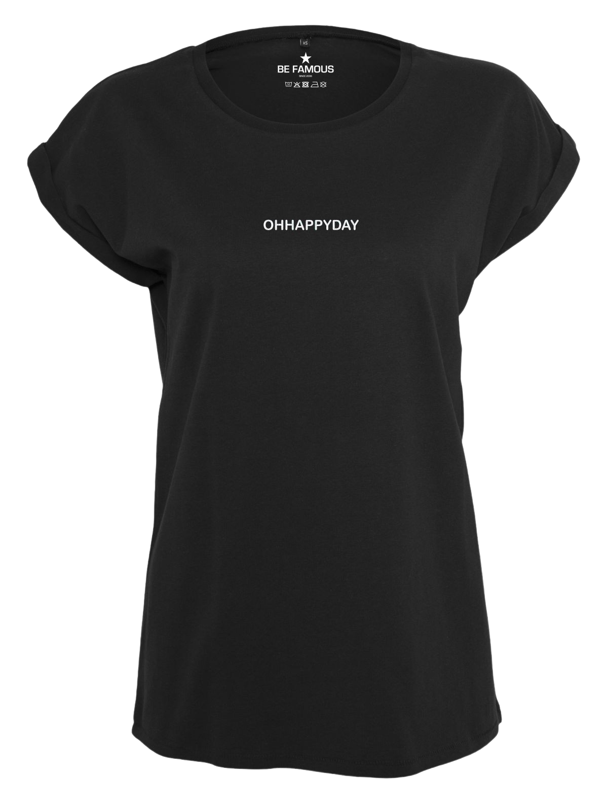 Be Famous Women Rolled T-Shirt Happydayx   Shirt Black (Print: Rainbow White Glitter G0105) 5XL
