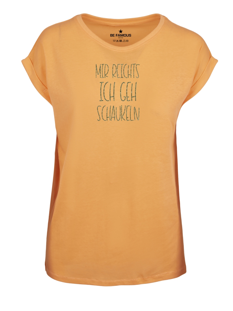 Be Famous Women Rolled T-Shirt MIGEHSCHA Shirt Papaya  (Print: Khaki Glitter FK-04) XXL