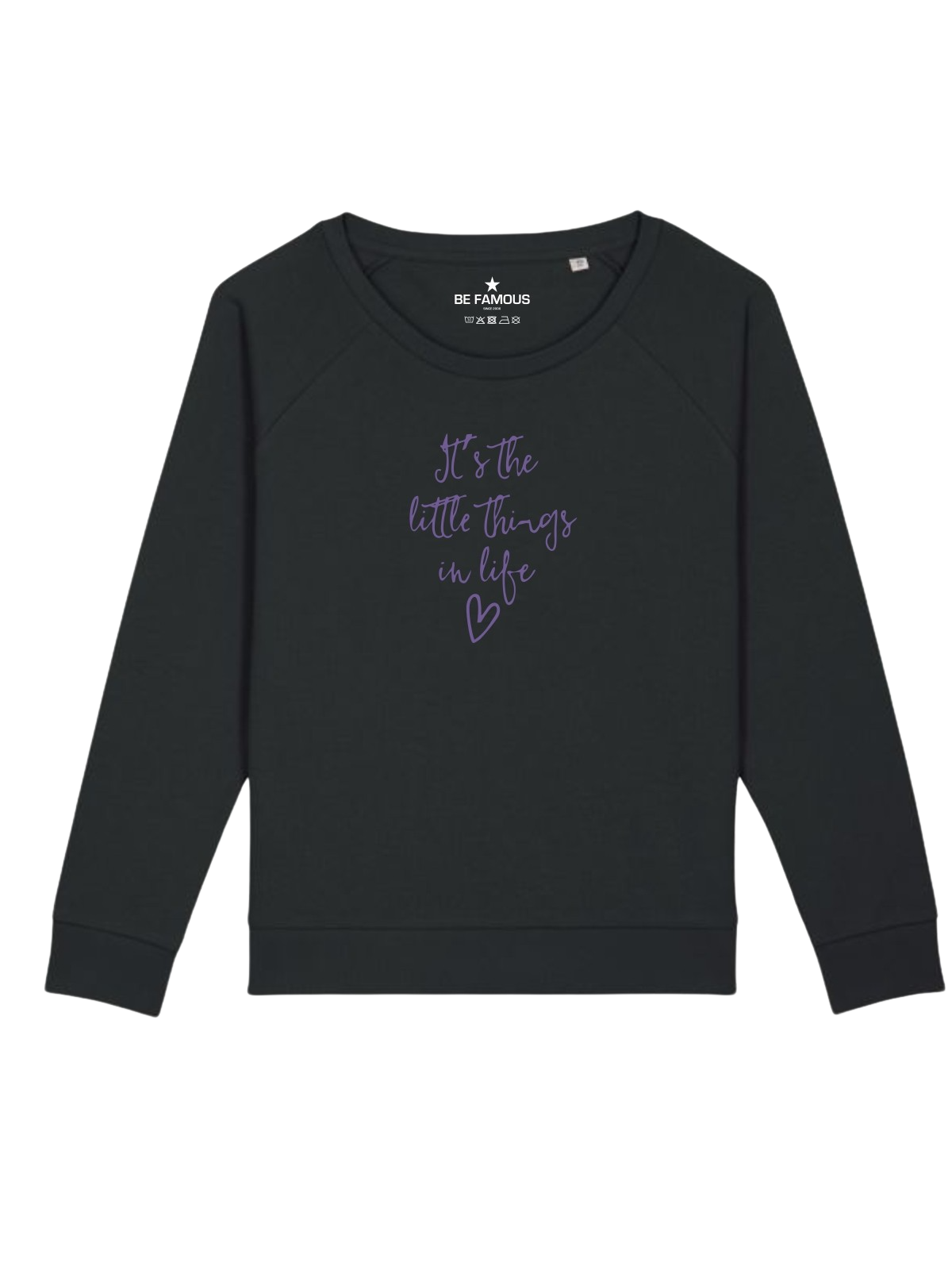 Be Famous Women Relaxed Fit Sweatshirt Littlethings Sweatshirt Black (Print: Electric Purple E0015) XXL
