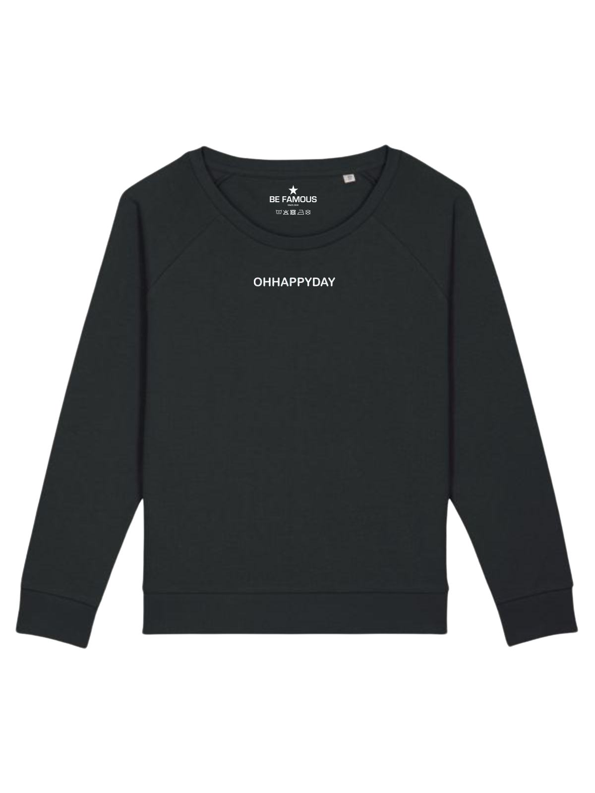 Be Famous Women Relaxed Fit Sweatshirt HappydayX   Sweatshirt Black (Print: Rainbow White Glitter G0105)  XXL