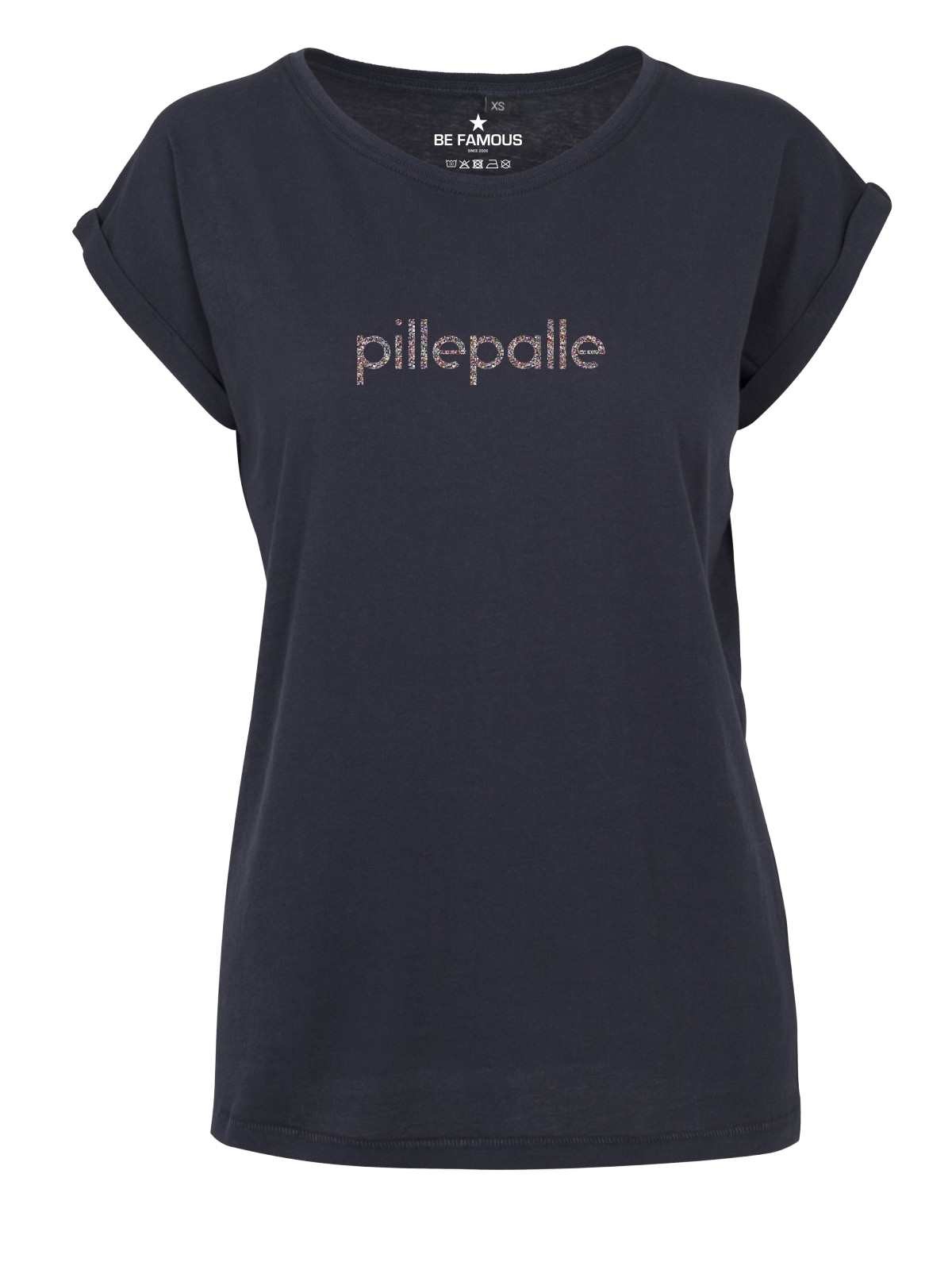 Be Famous Women Rolled T-Shirt PILPAL  Shirt Navy (Print: Confetti Glitter G0079) 5XL