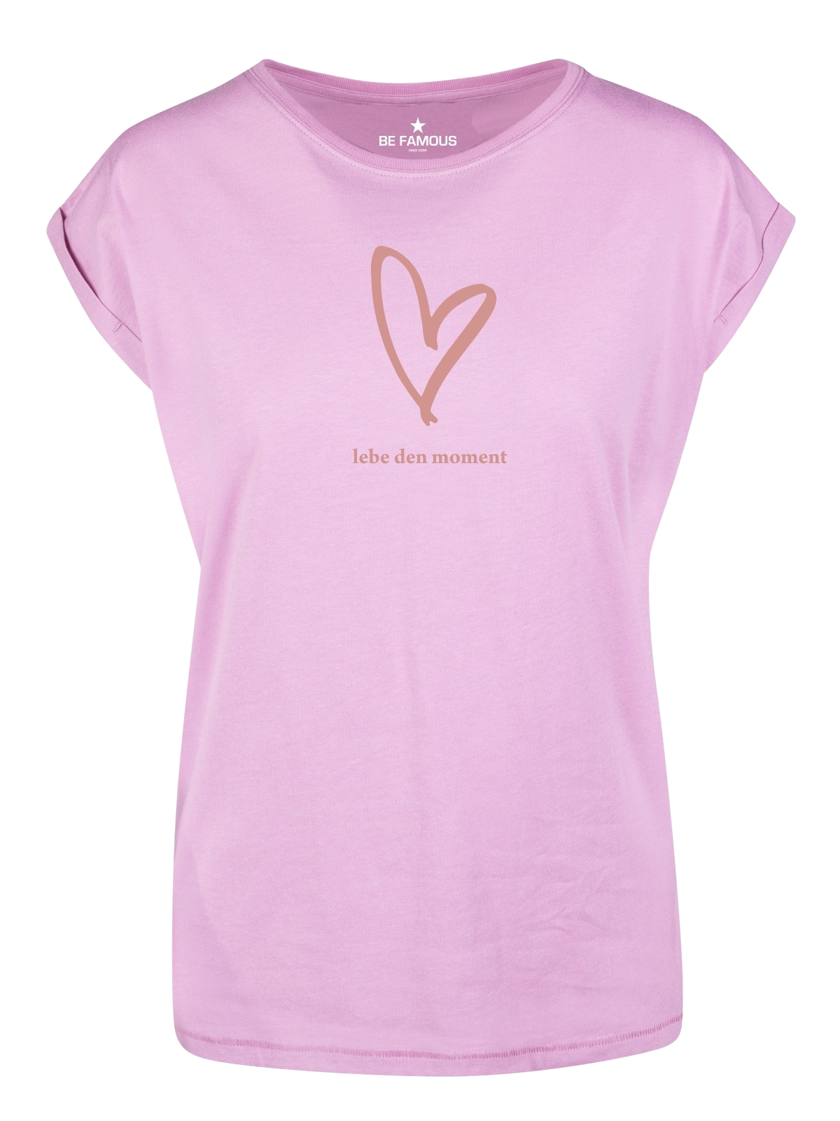 Be Famous Women Rolled T-Shirt LEBMO  Shirt CoolPink (Print: Rosegold Flex A0092) 5XL