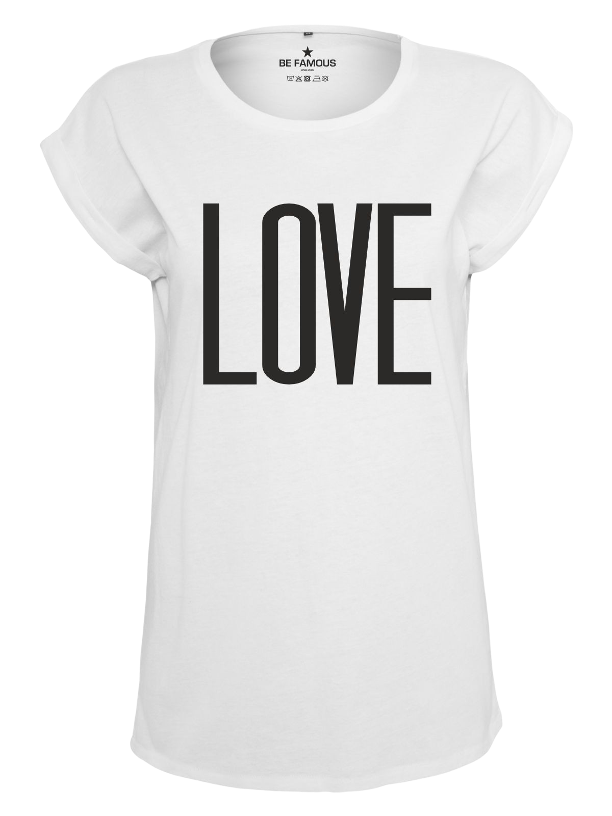 Be Famous Classic Roll Up T-Shirt Biglove White XXL
