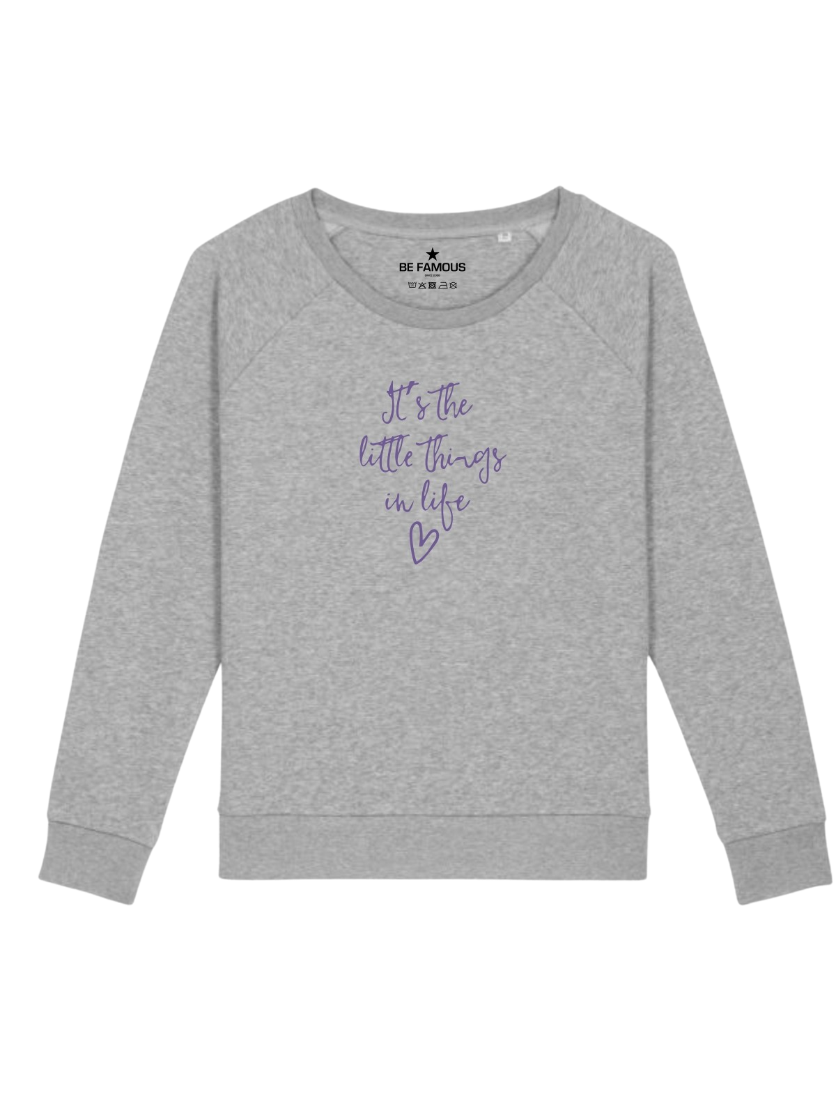 Be Famous Women Relaxed Fit Sweatshirt Littlethings Sweatshirt Grey (Print: Electric Purple E0015) XXL
