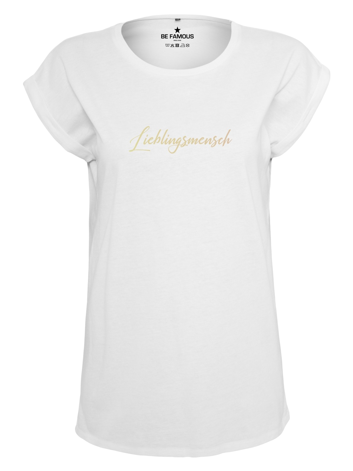 Be Famous Classic Roll Up T-Shirt Lieblime  Shirt White (Print: Champagner PT4957) 5XL