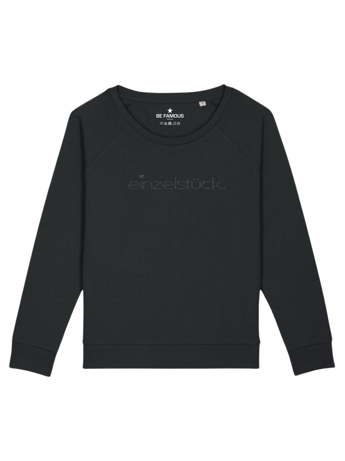 Be Famous Women Relaxed Fit Sweatshirt Einzstück Sweatshirt Black (Print: Silverblack Glitter G0061) XXL