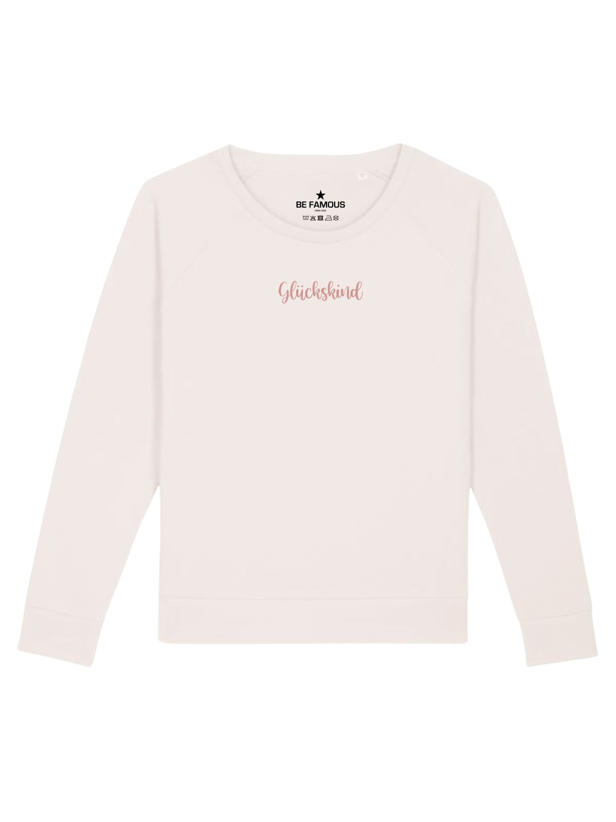 Be Famous Women Relaxed Fit Sweatshirt Glückskindx Sweatshirt White (Print: Rosegold A0092) XXL