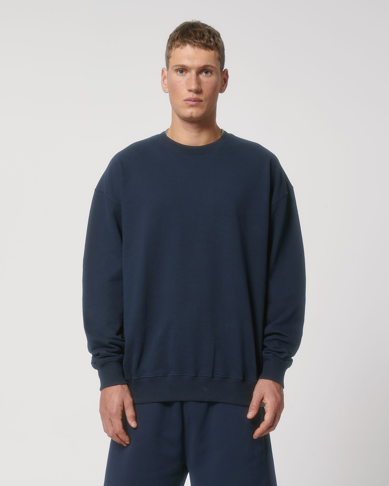 Be Famous Unisex Organic Oversized Sweatshirt Dry Hand Feel French Navy 3XL
