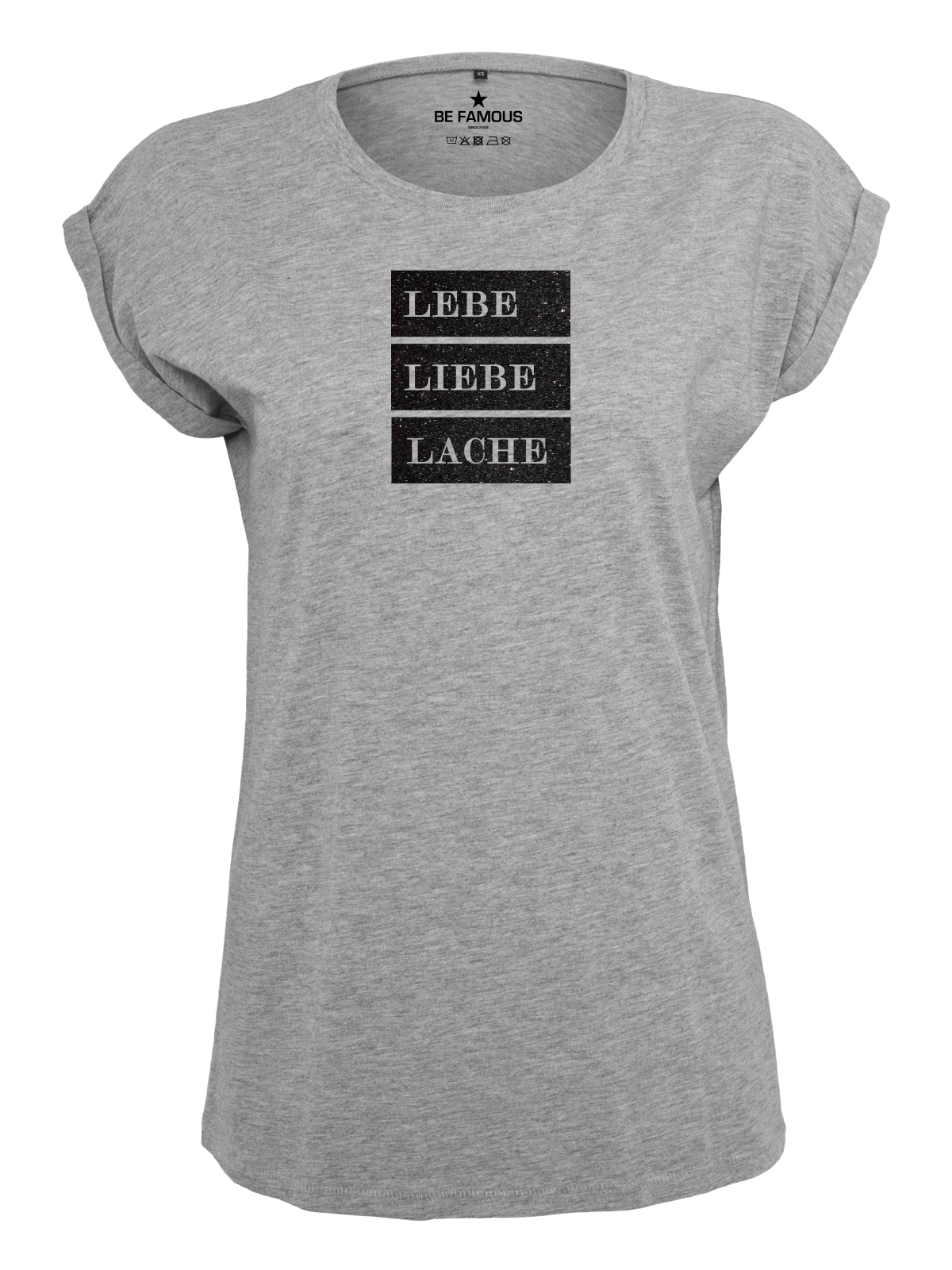 Be Famous Women Rolled T-Shirt LELIELA Shirt Grey (Print: Galaxy Black Glitter G0093) 5XL