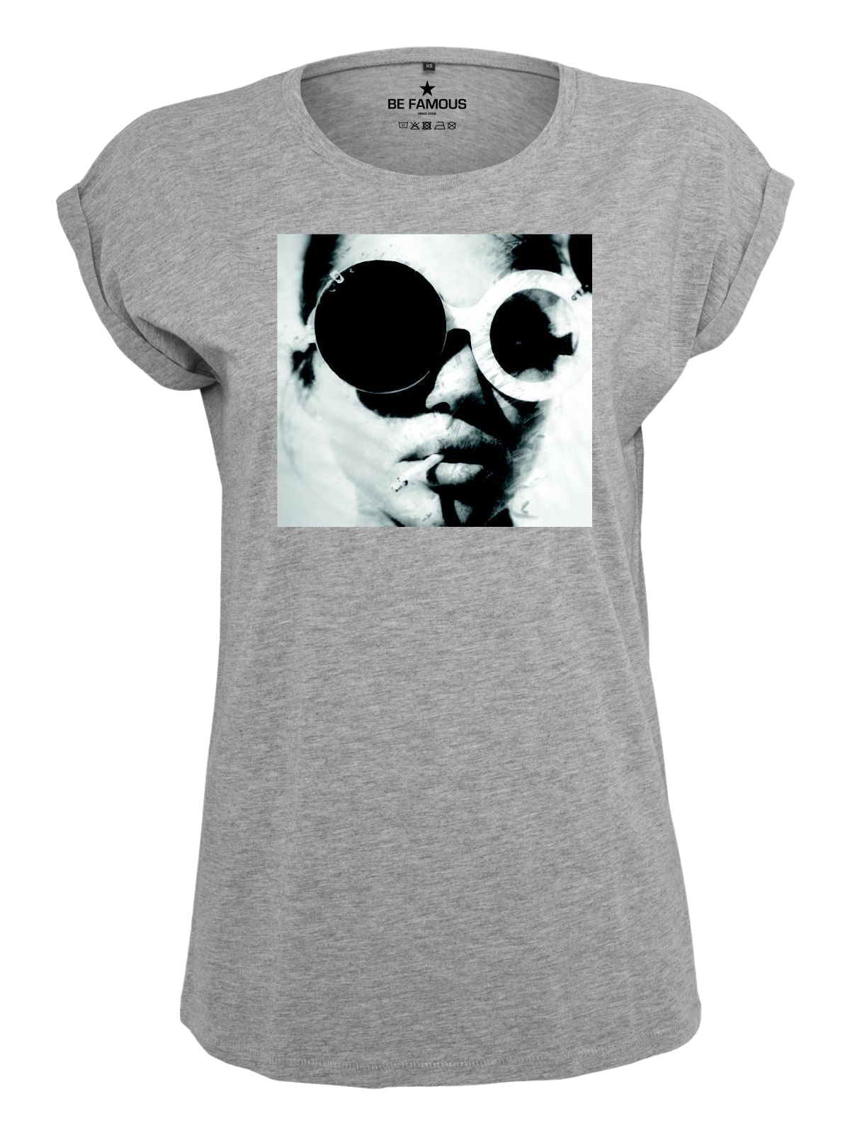 Be Famous Classic Roll Up T-Shirt Glasses  Grey 5XL