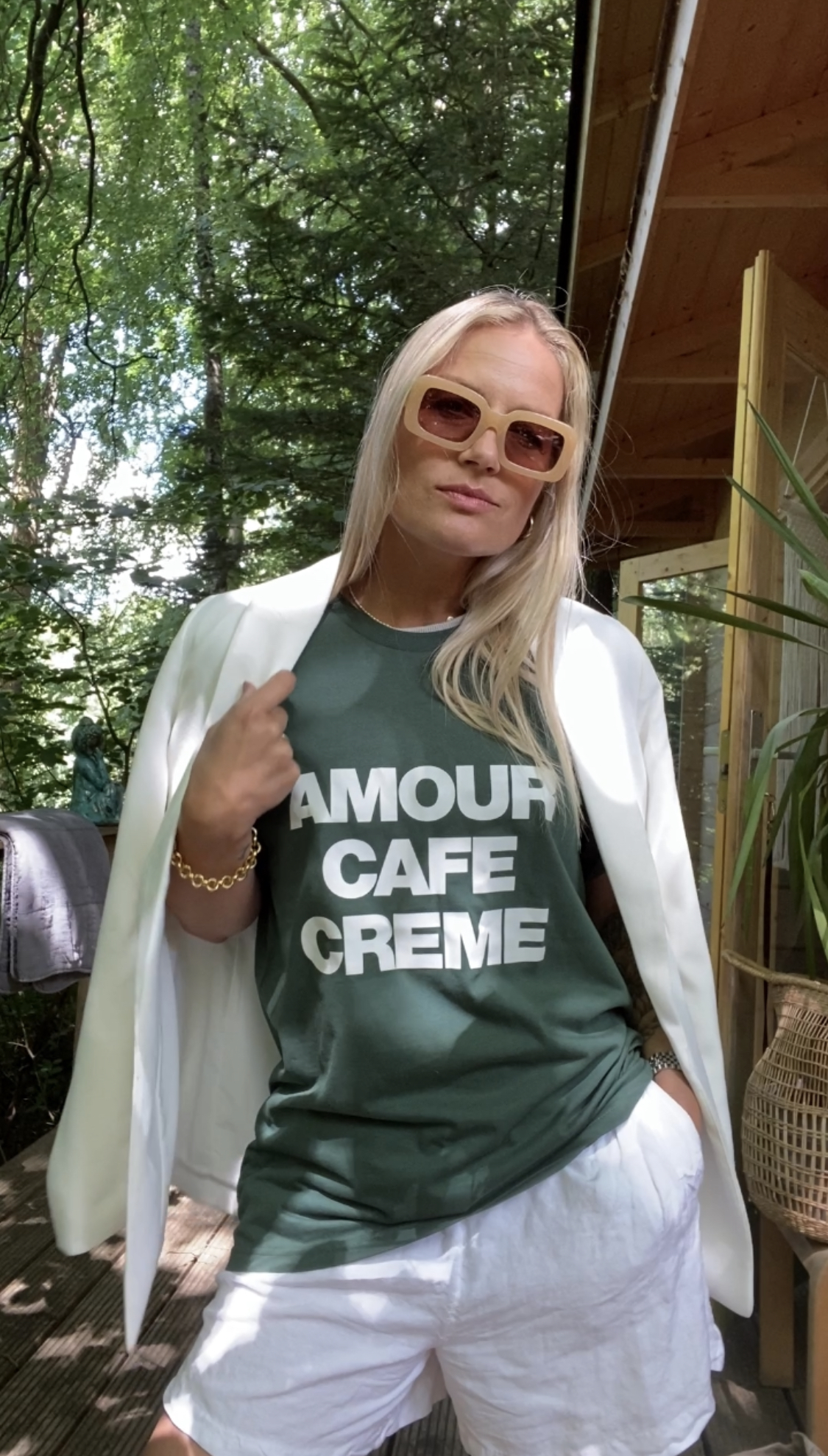 T SHIRT AMOUR CAFE CREME green