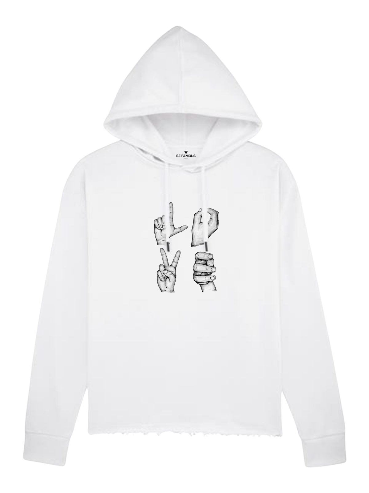 Be Famous Women Boxy Hoodie Lovepho White XL