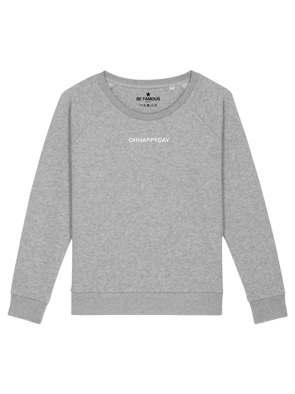 Be Famous Women Relaxed Fit Sweatshirt HappydayX   Sweatshirt Grey (Print: Rainbow White Glitter G0105)  XXL