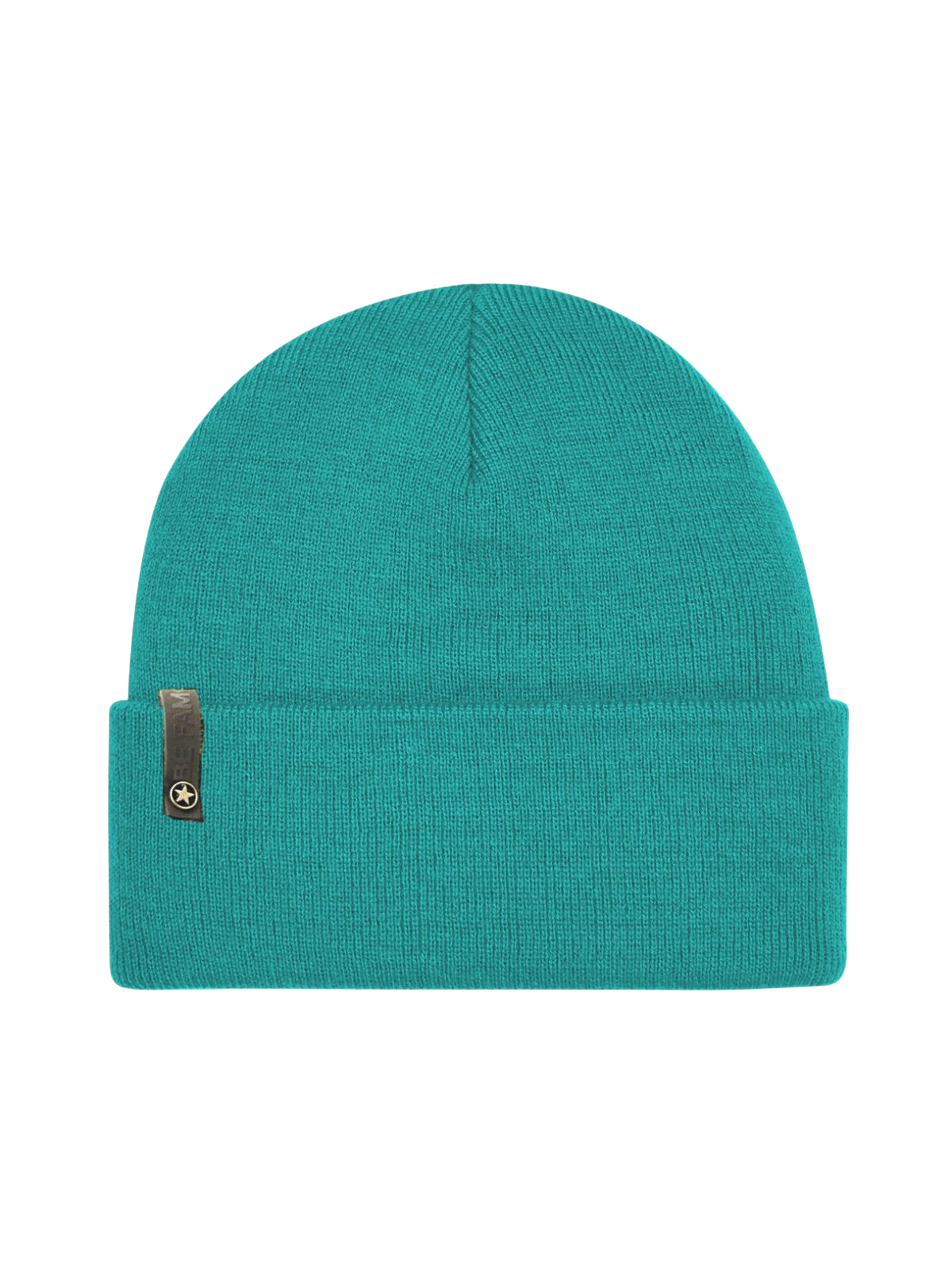 Be Famous Turn Up Knit Beanie B08 emerald