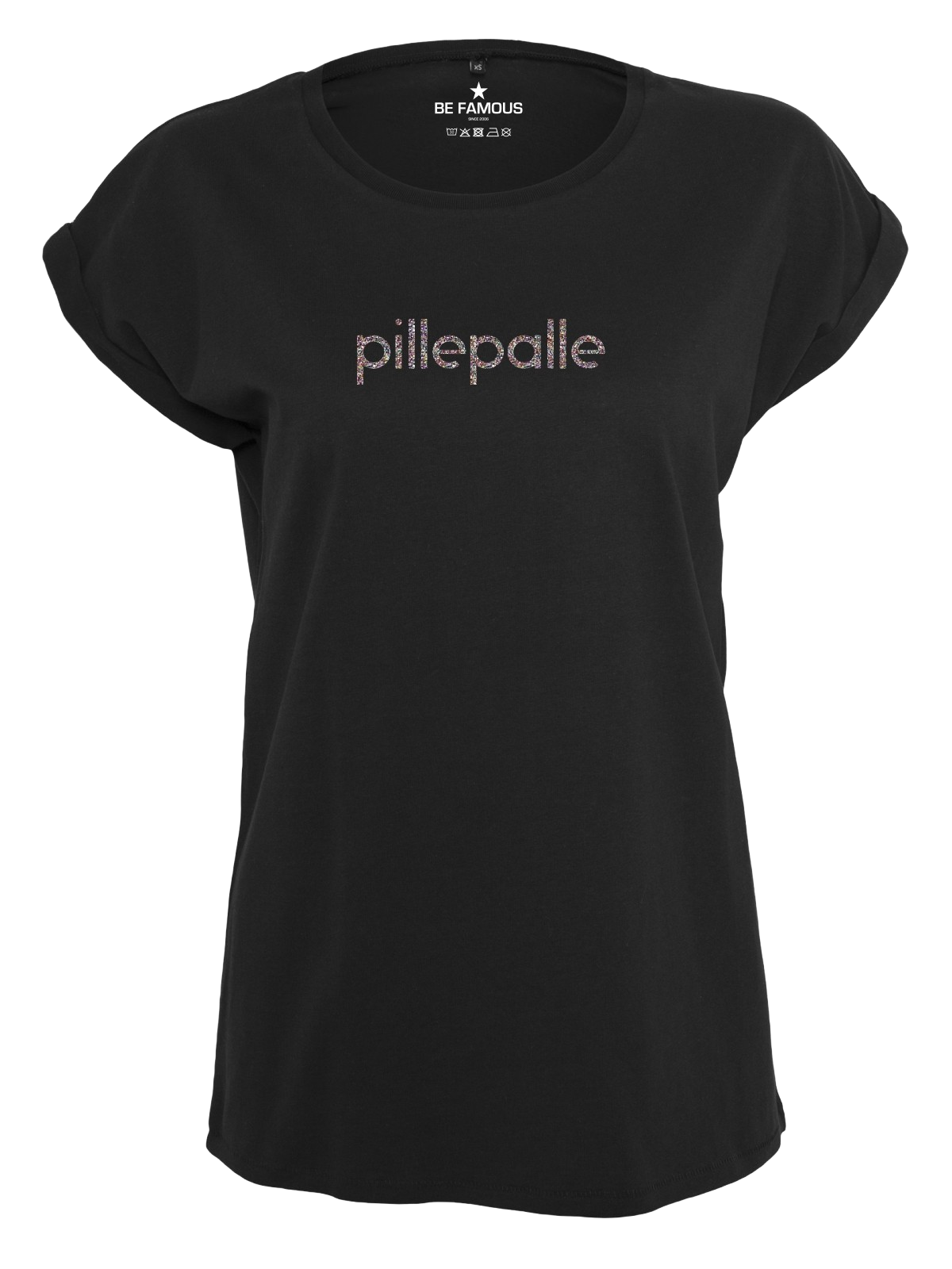 Be Famous Women Rolled T-Shirt PILPAL  Shirt Black (Print: Confetti Glitter G0079) 5XL
