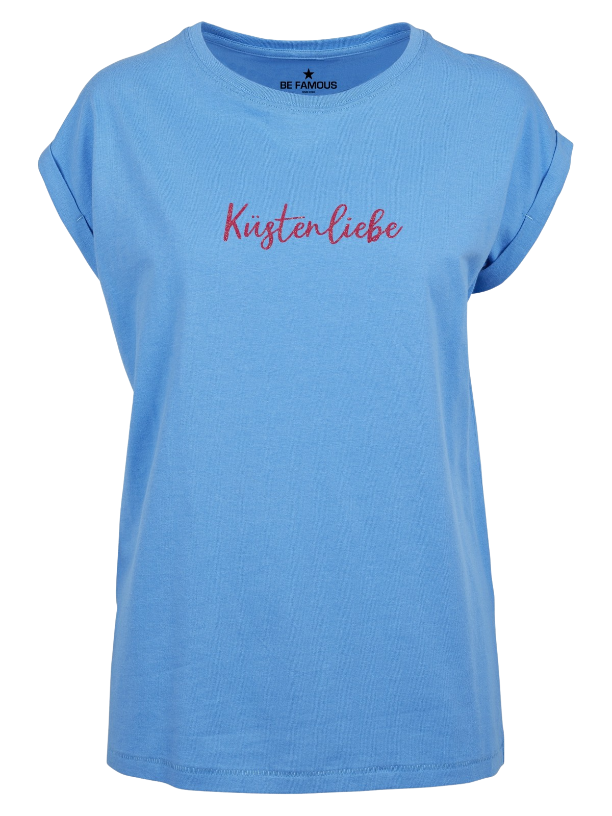 Be Famous Women Rolled T-Shirt Küstenliebe Shirt Horizon Blue (Print: Rianbow Coral G0067) XXL