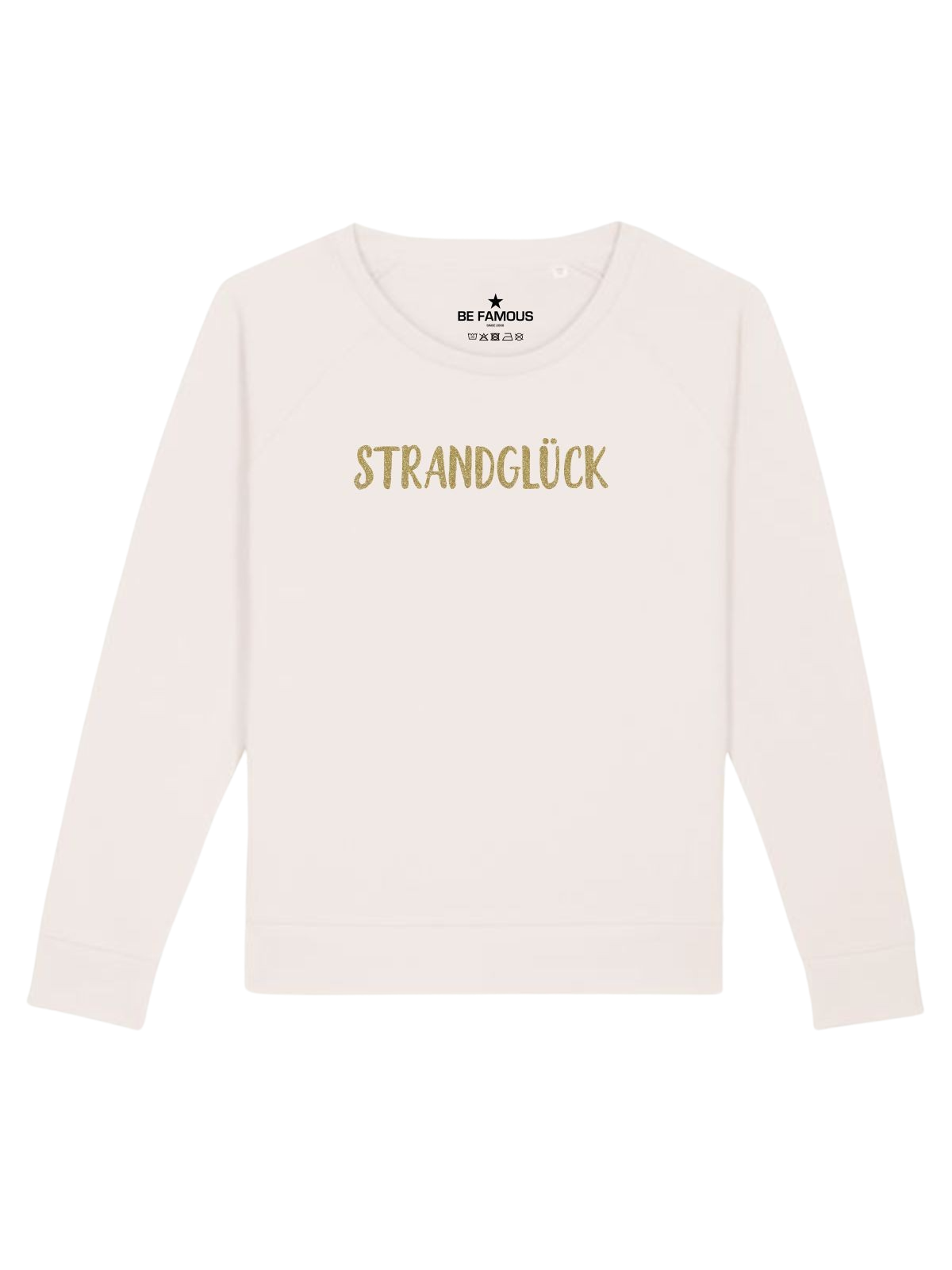 Be Famous Women Relaxed Fit Sweatshirt Strandglück Sweatshirt White (Print: 14K Gold Glitter G0094) XXL