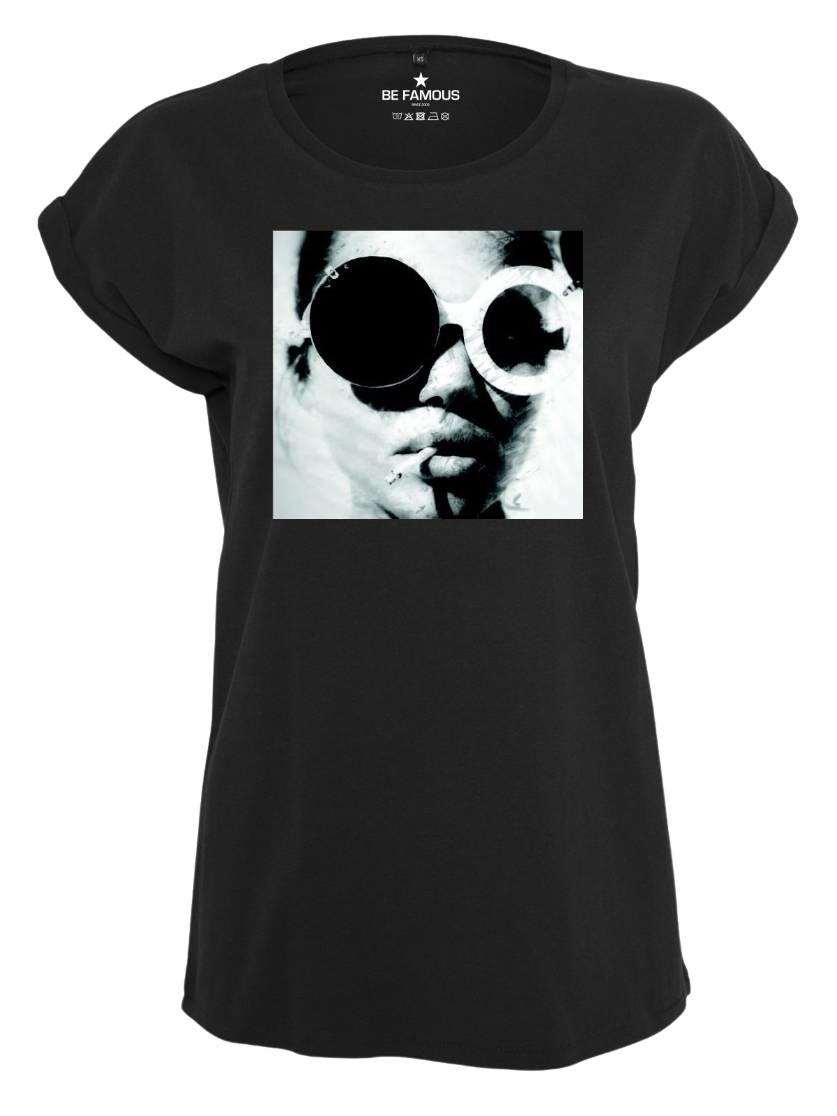 Be Famous Classic Roll Up T-Shirt Glasses Black 5XL