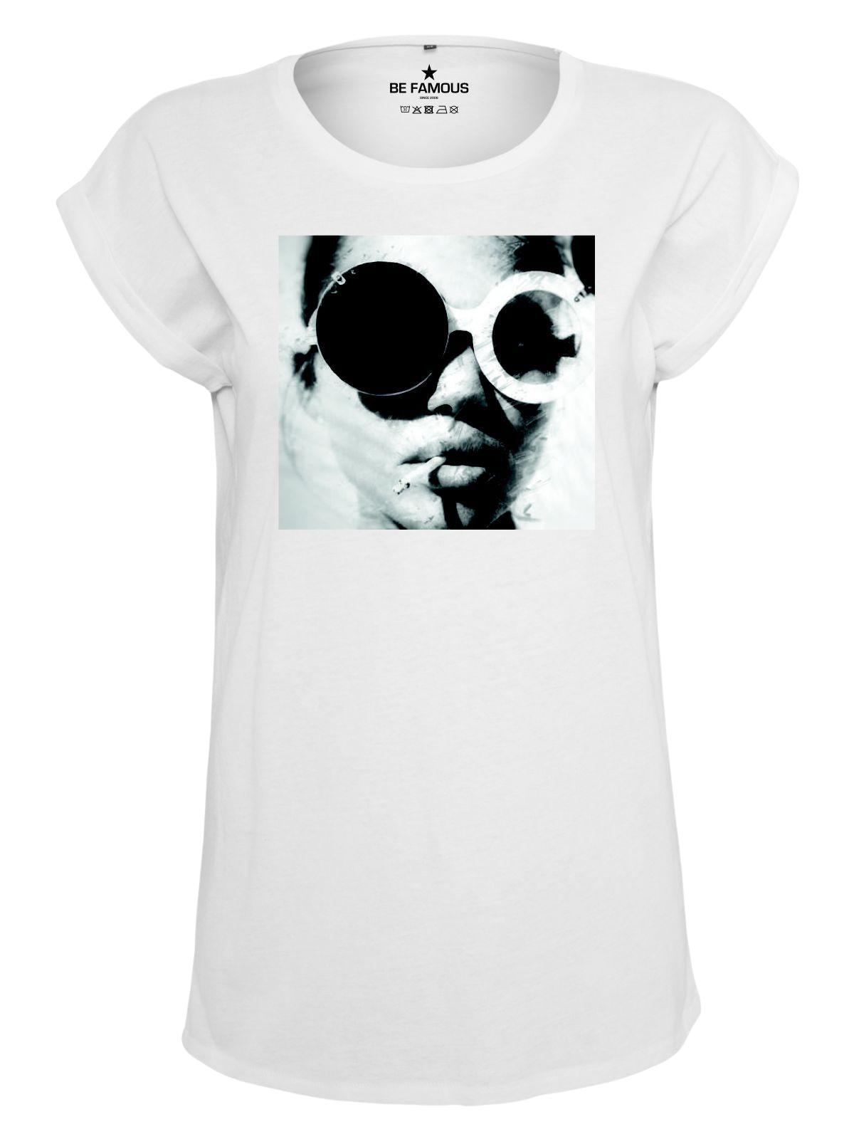 Be Famous Classic Roll Up T-Shirt Glasses  White 5XL