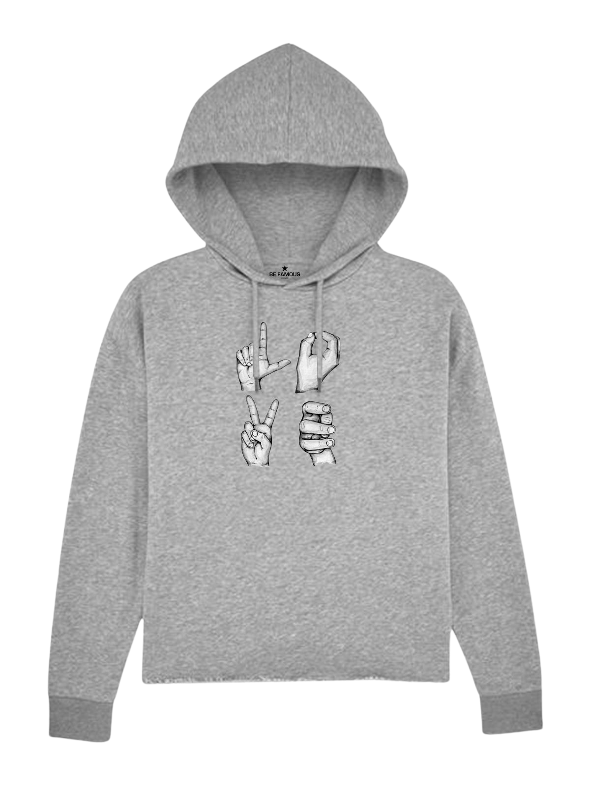 Be Famous Women Boxy Hoodie Lovepho Grey XL