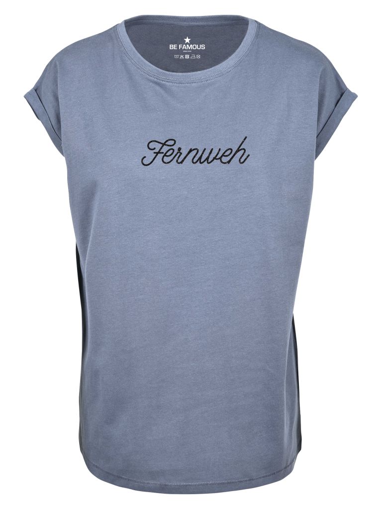 Be Famous Women Rolled T-Shirt Fern21 Shirt Lava (Print: Black Glitter G0019) 5XL