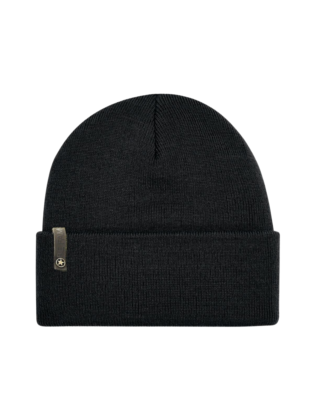 Be Famous Turn Up Knit Beanie B08 black