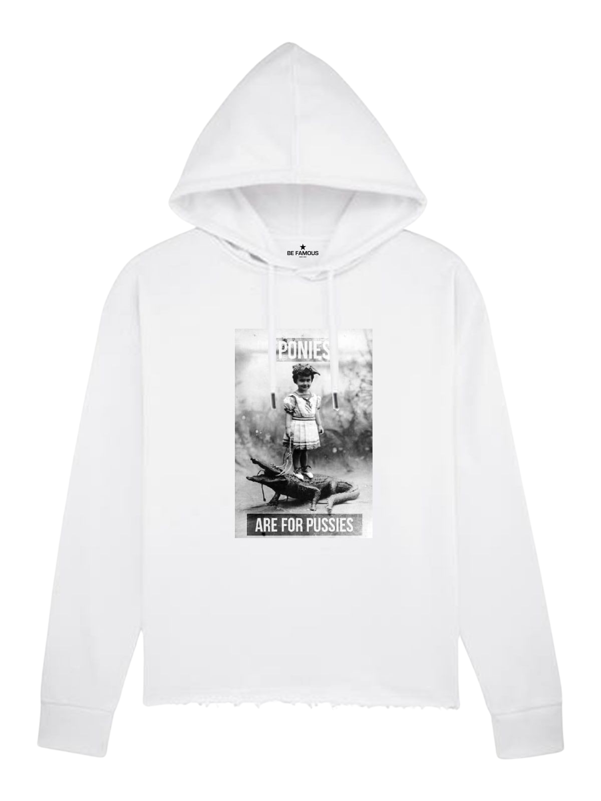 Be Famous Women Boxy Hoodie Pussies  White XL