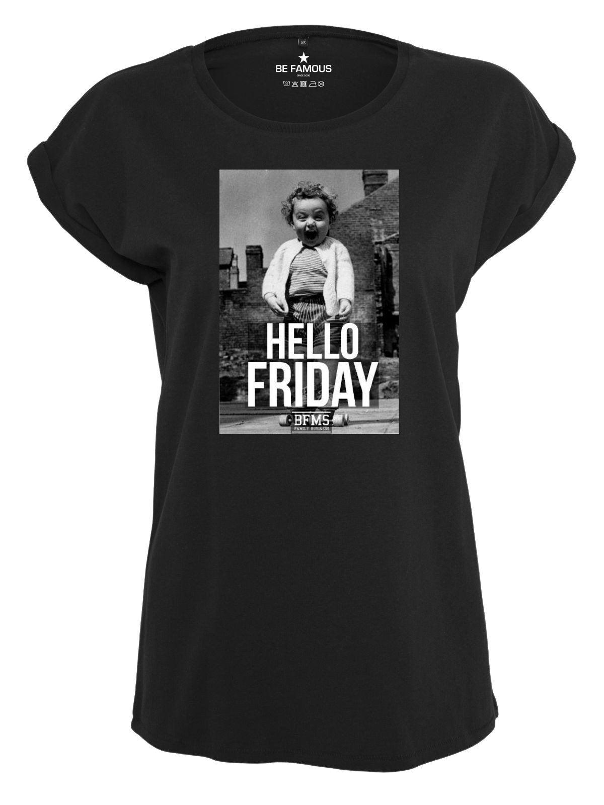 Be Famous Classic Roll Up T-Shirt Hellofri Black 5XL