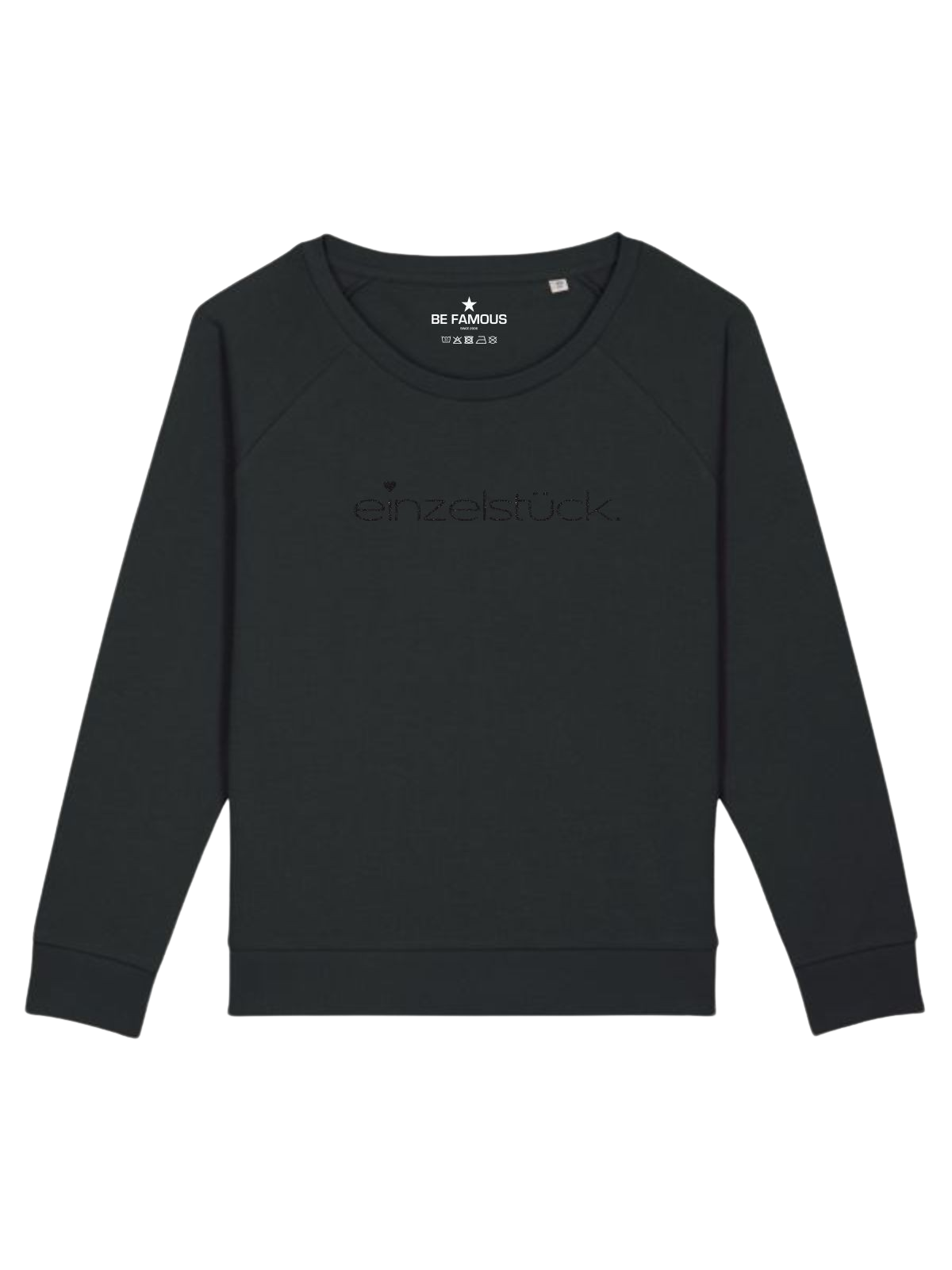 Be Famous Women Relaxed Fit Sweatshirt Einzstück Sweatshirt Black (Print: Black Glitter G0019) XXL