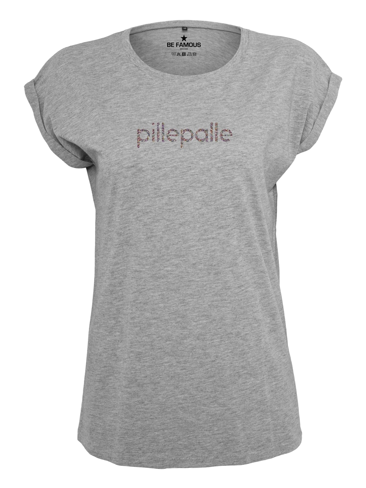 Be Famous Women Rolled T-Shirt PILPAL  Shirt Grey (Print: Confetti Glitter G0079) 5XL