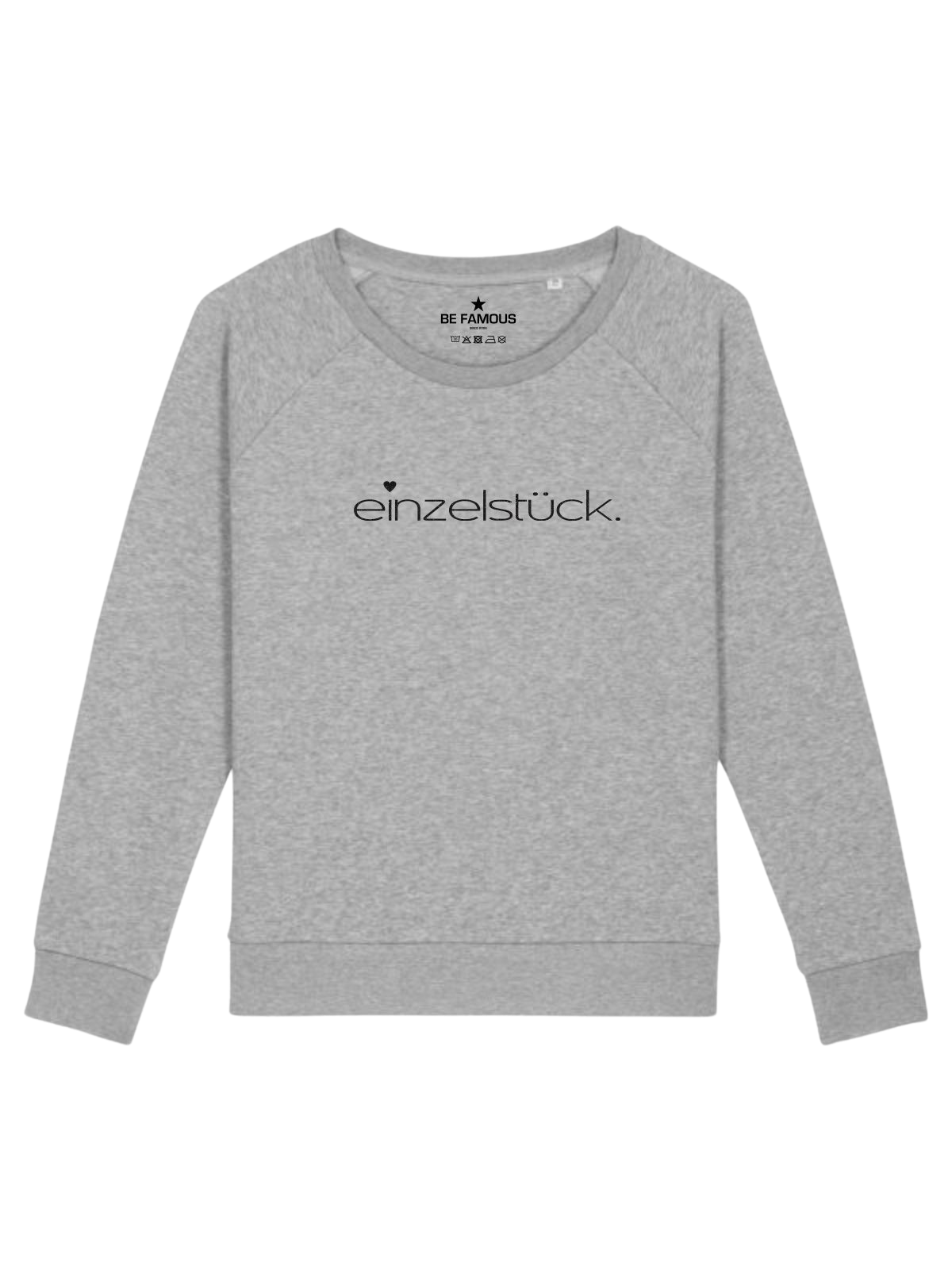 Be Famous Women Relaxed Fit Sweatshirt Einzstück Sweatshirt Grey (Print: Black Glitter G0019) XXL