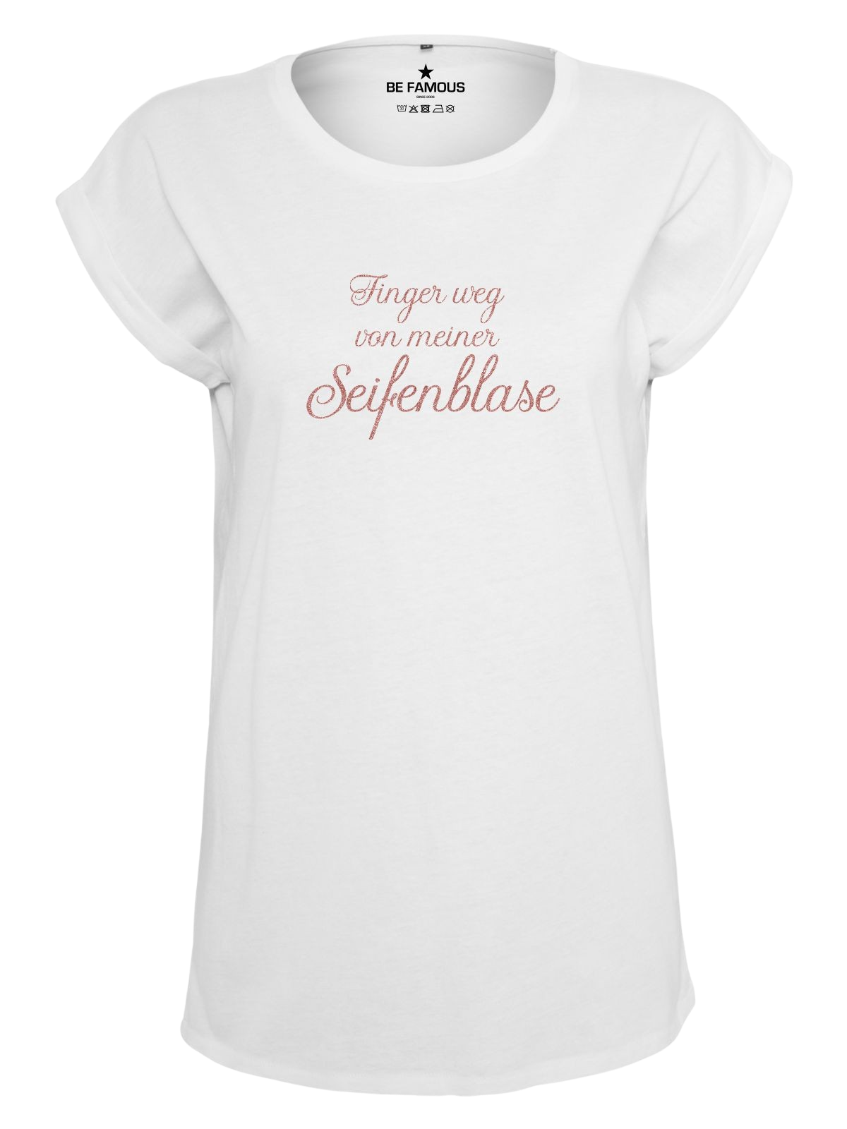 Be Famous Women Rolled T-Shirt FIWEG Shirt White (Print: Rosegoldglitter G0092) 5XL